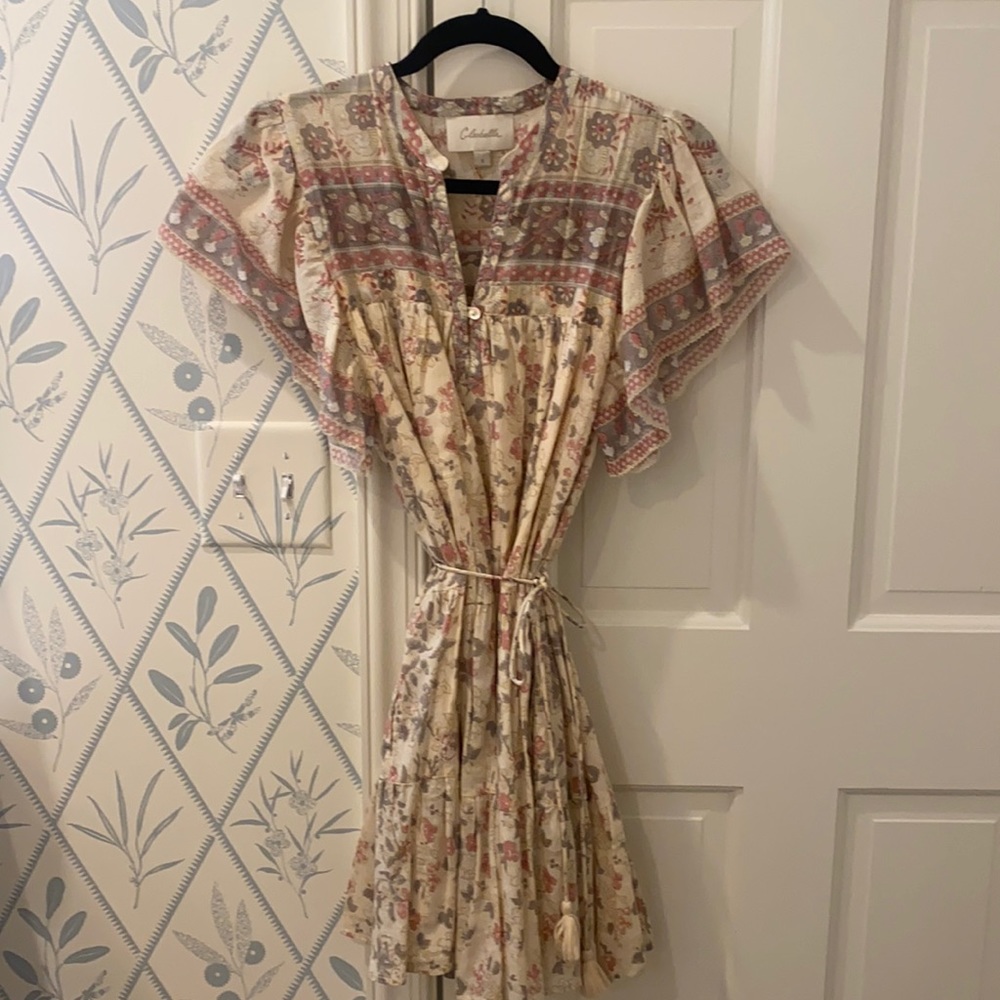 Cleobella Mini Block Print Dress. Small.
